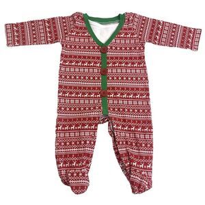 Mud Pie Christmas Red Cross Reindeer One Piece Baby Size 3-6 Months